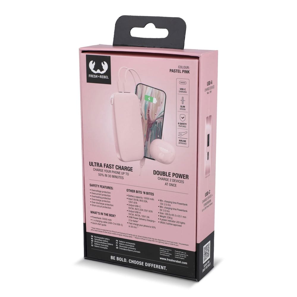 2PB12100 | Fresh 'n Rebel Powerbank 12000 mAh USB-C Fast Charging 20W