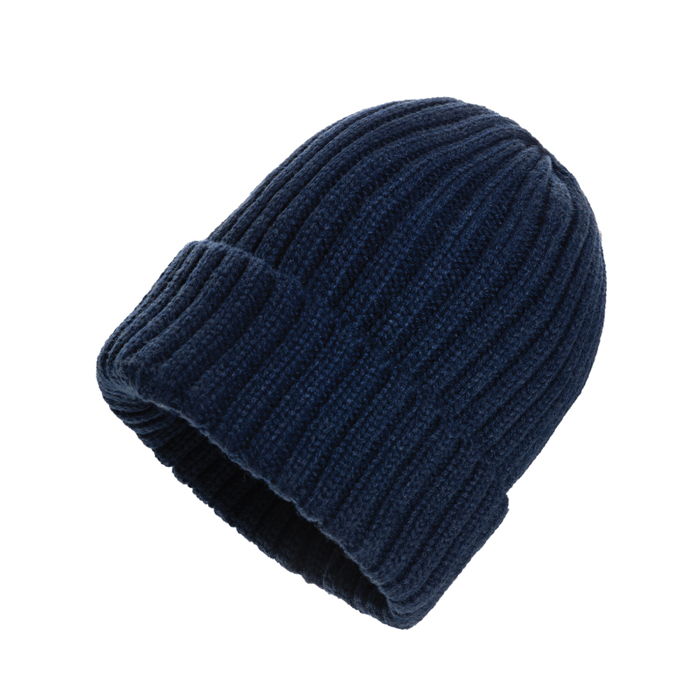 Kennedi AWARE™ Polylana®beanie met brede rib - donkerblauw (± PMS 19-3932 TCX)