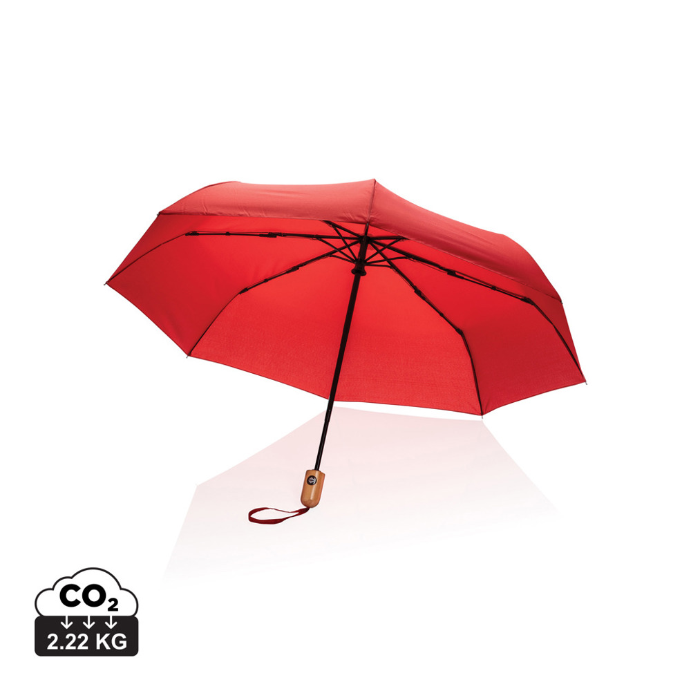 21" Impact AWARE™ RPET 190T bamboe auto open/dicht paraplu