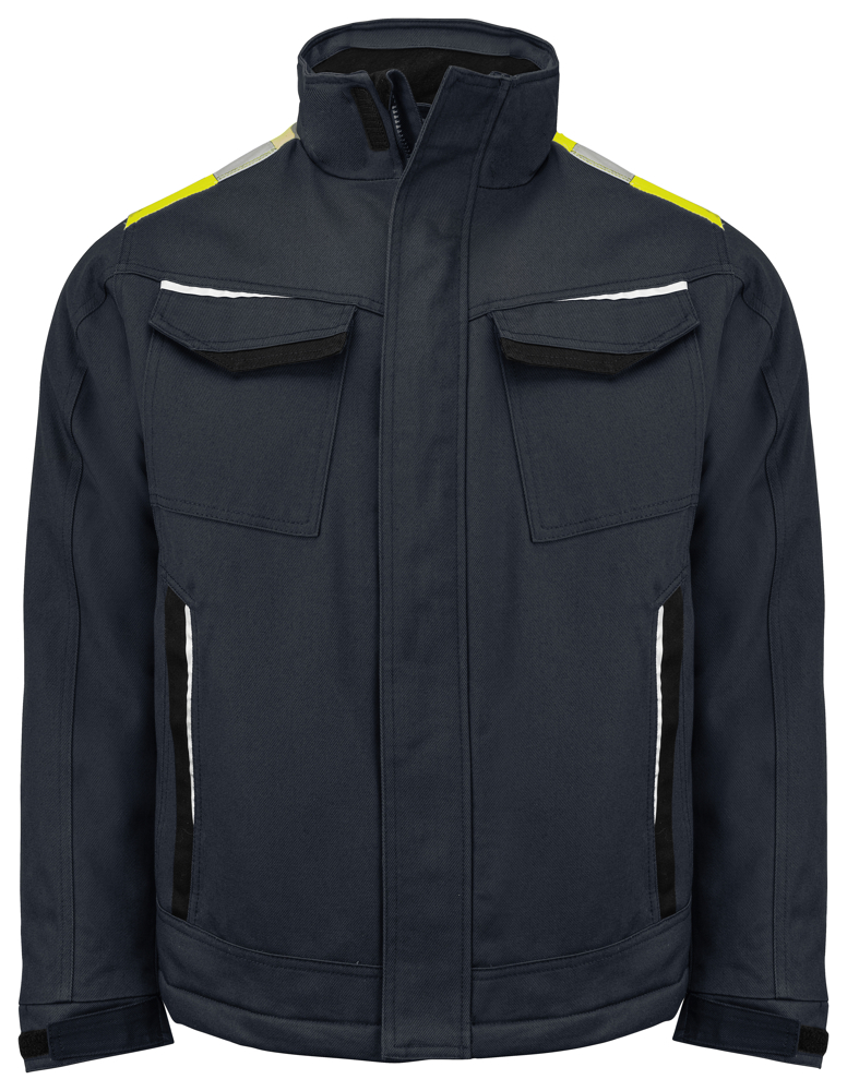5438 GEVOERDE SERVICE VEST KATOEN - zwart/geel