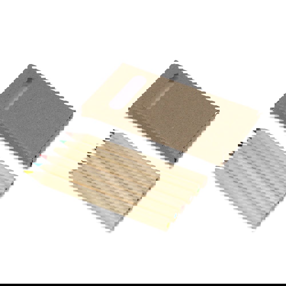 6 kleurpotloden in kraft doosje