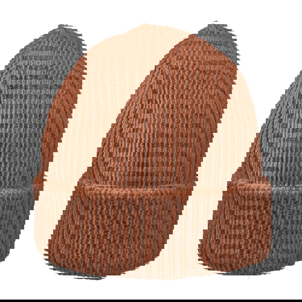 Luxury fine rib beanie - Cognac
