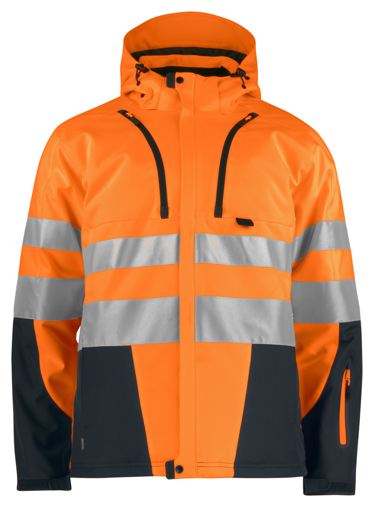 6420 GEVOERDE SIGNALISATIESOFTSHELL EN ISO 20471 KLASSE 3 - Oranje/Zwart