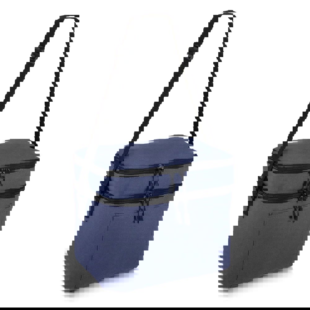 600D gerecycled PET koeltas met twee vakken 30 x 20 x 24 cm 12 L - Donkerblauw