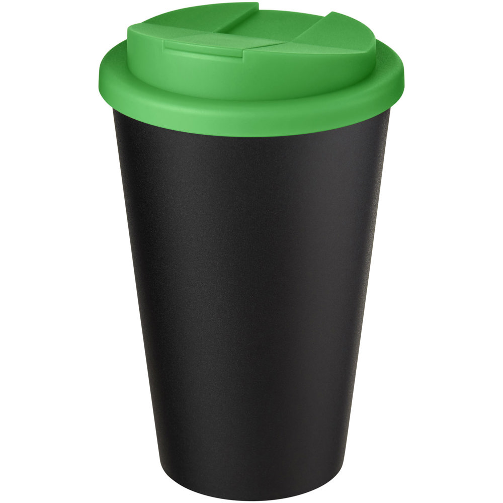 Americano® Eco 350 ml gerecyclede beker met spill-proof deksel - Groen, Zwart