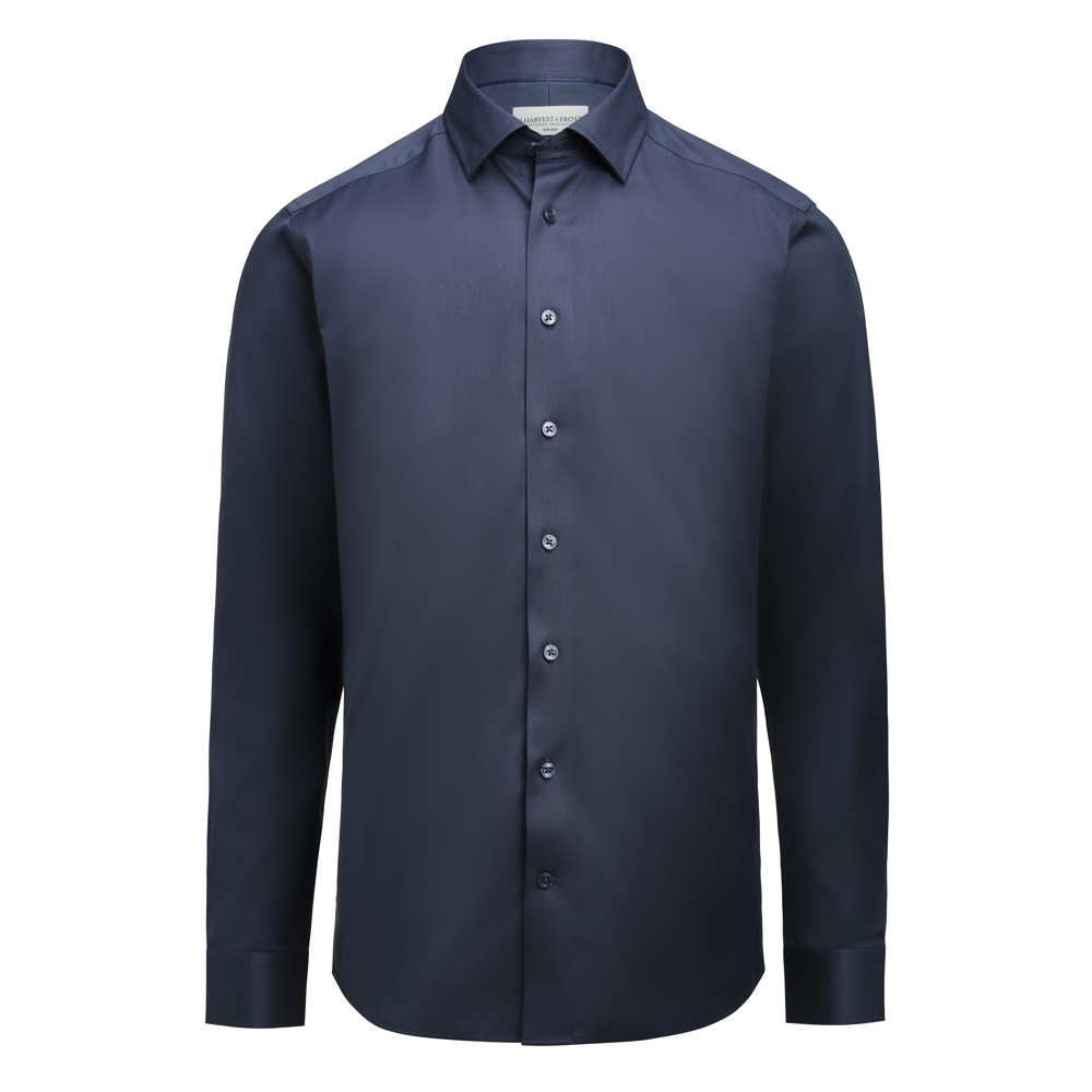 GB 02 Twill Stretch Hemd Regular Fit Heren - Marine