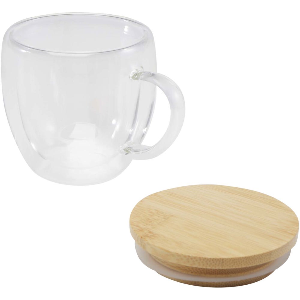 Arlo 250 ml glazen beker met bamboe deksel