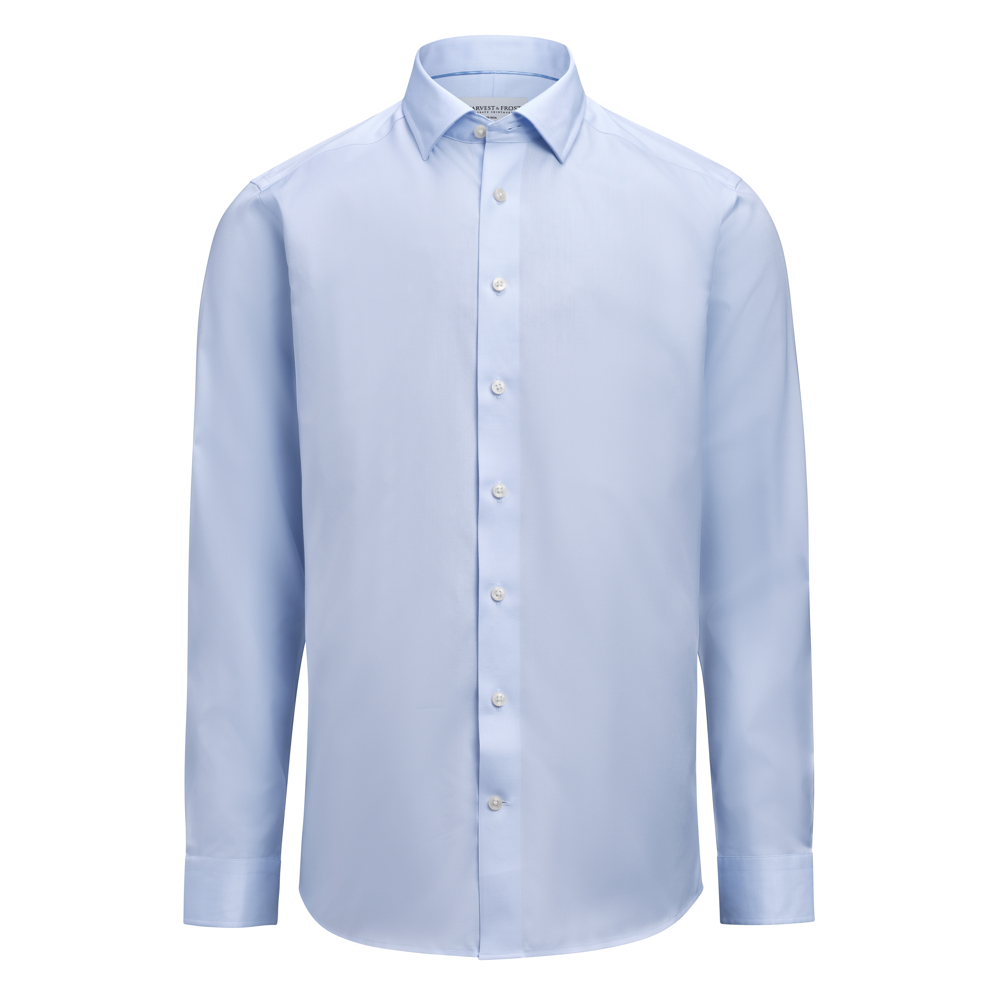 GB 02 Twill Stretch Hemd Regular Fit Heren - Hemelsblauw