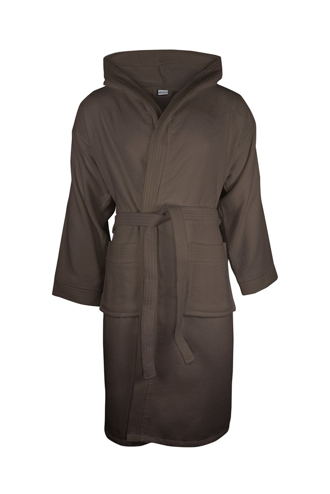 Velour Bathrobe Hooded - Taupe