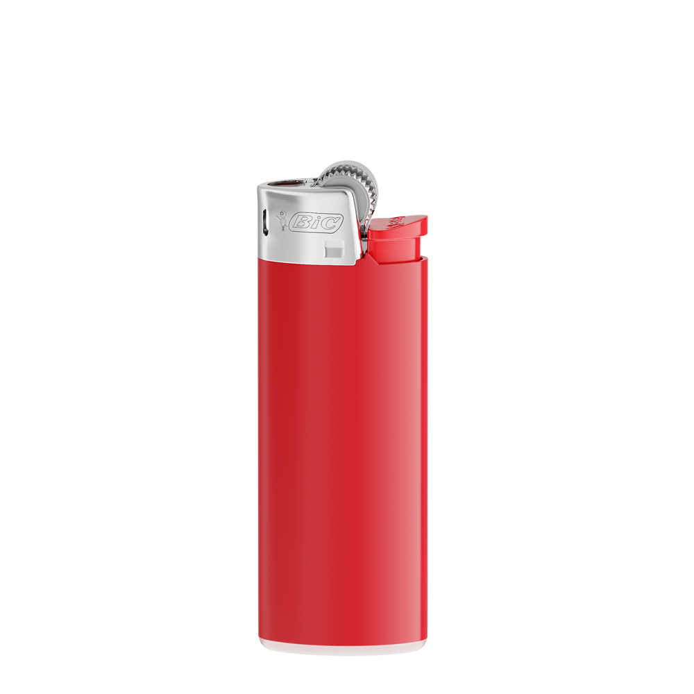 BIC® J25 Standaard aansteker - Rode houder - witte basis - rood drukknopje - chroomkap