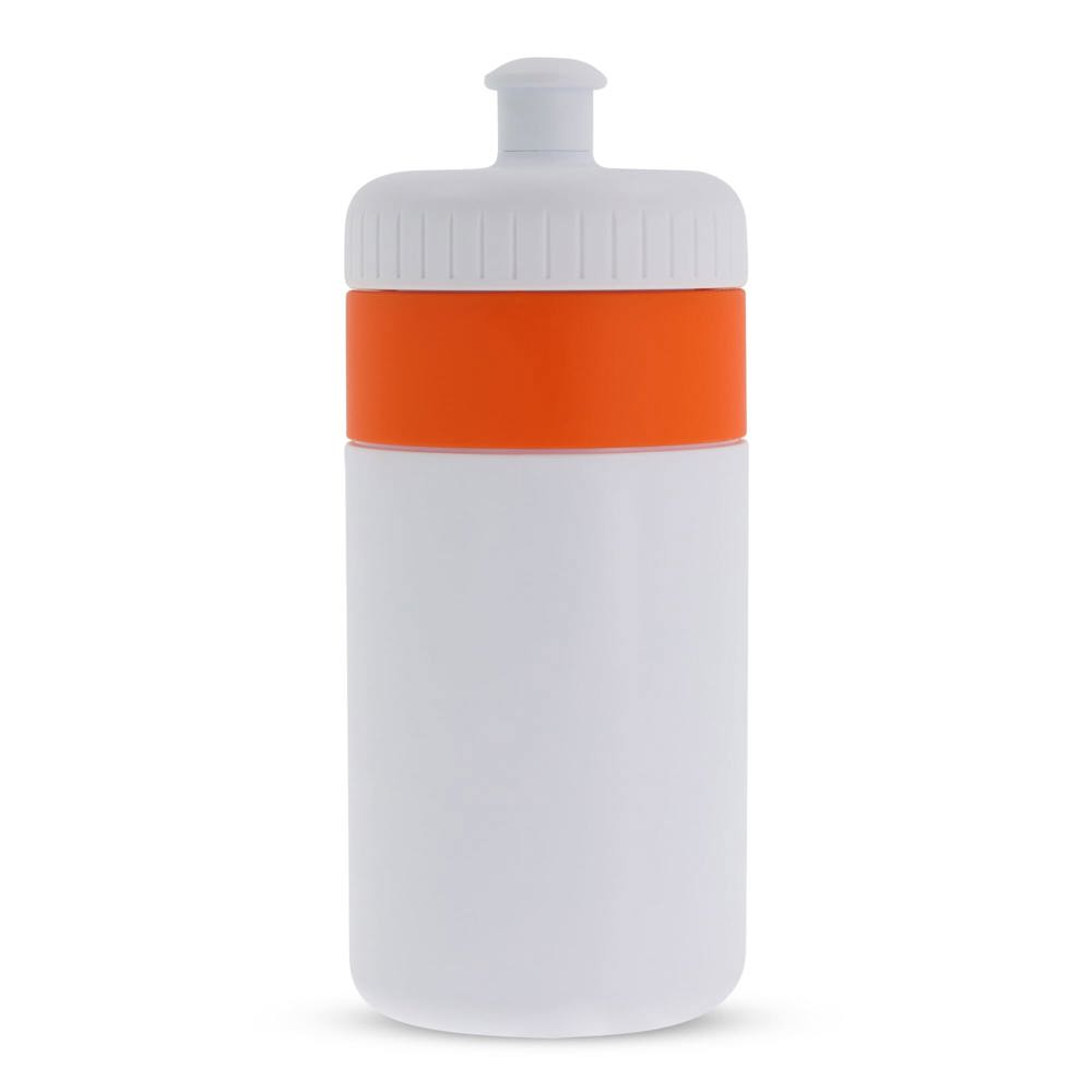 Sportbidon met rand 500ml - Wit / Oranje
