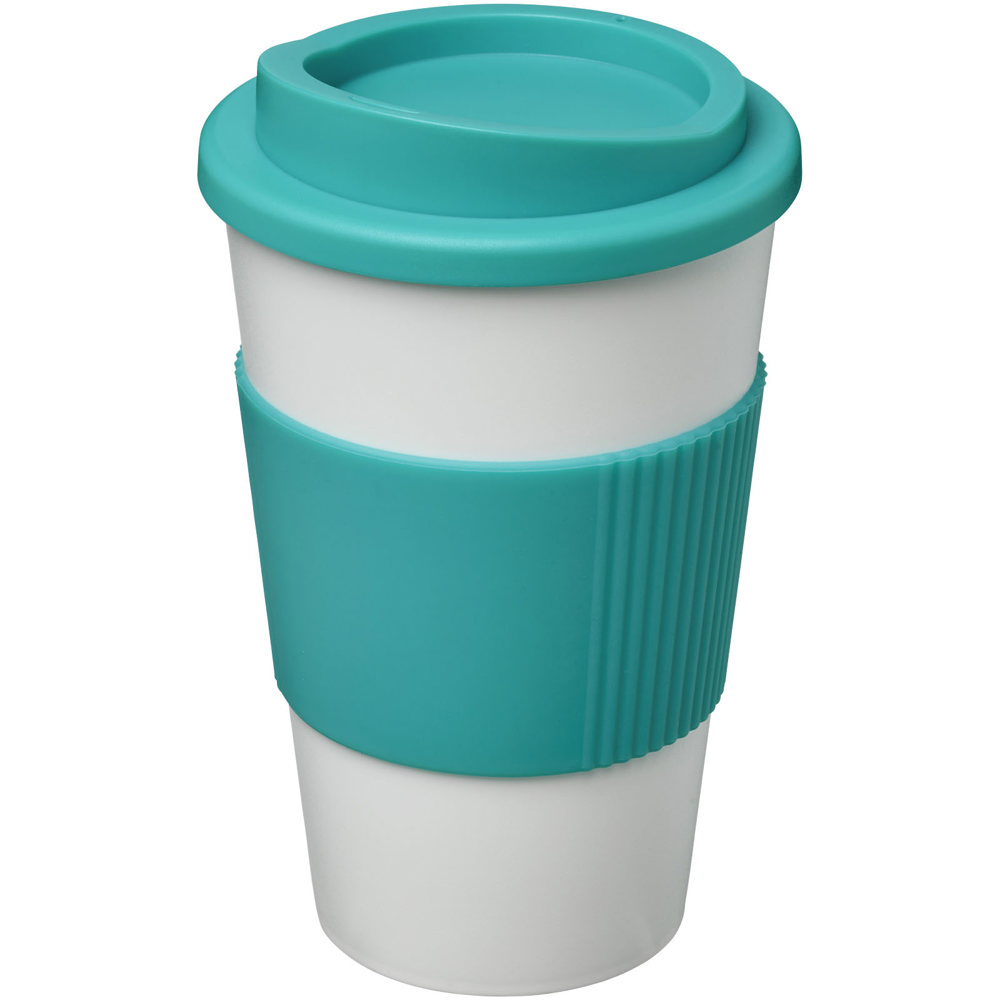 Americano® 350 ml geïsoleerde beker met grip - Wit, Aqua