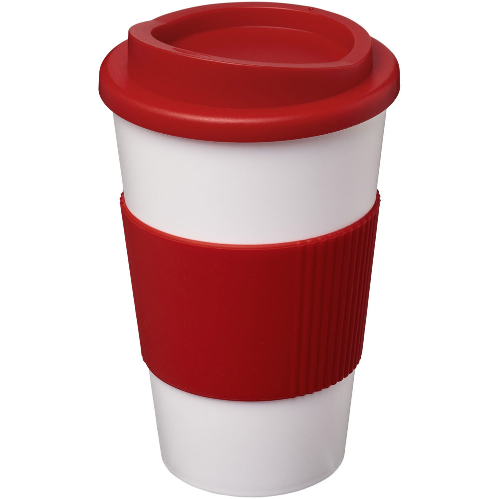 Americano® geïsoleerde beker van 350 ml met handgreep - Rood, Wit