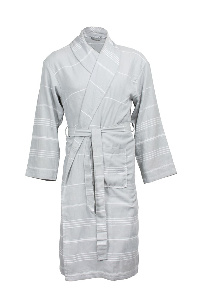 Hamam Bathrobe - Lichtgrijs/wit