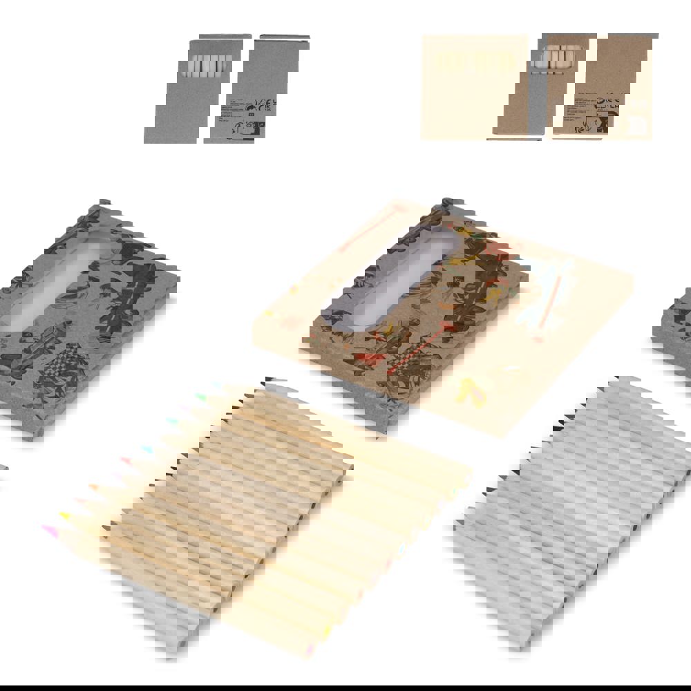 12 kleurpotloden in kraft doosje