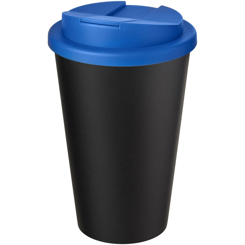 Americano® Eco 350 ml gerecyclede beker met spill-proof deksel - Middenblauw, Zwart