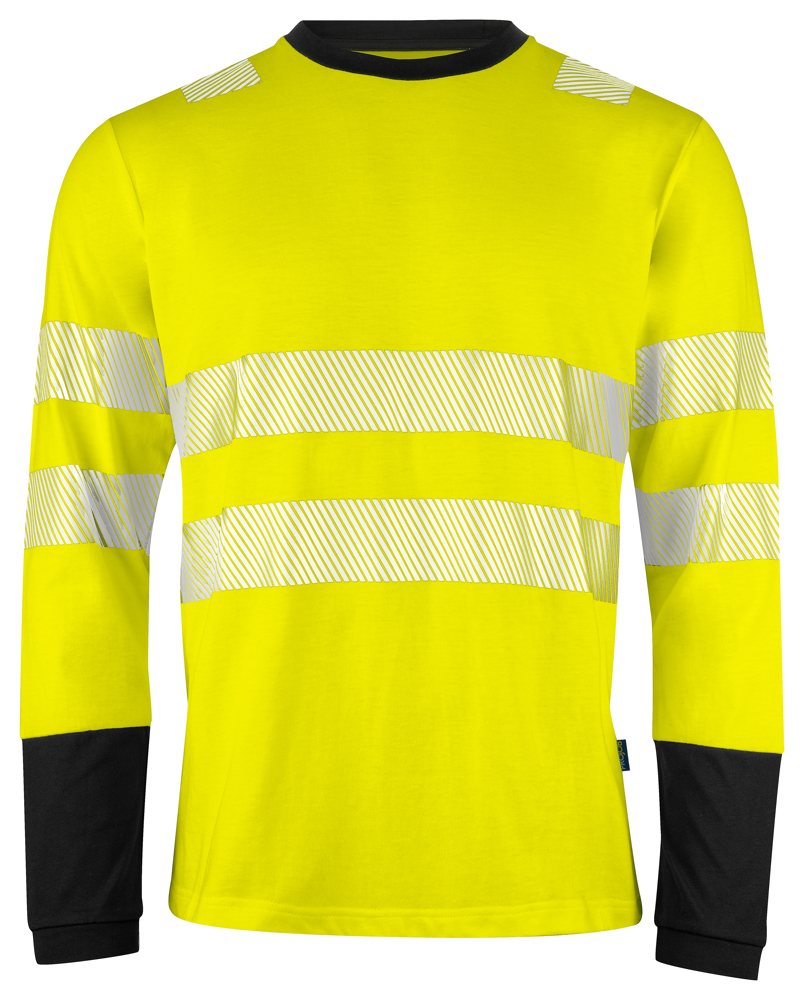 6014 SIGNALISATIET-SHIRT LANGE MOUWEN EN ISO 20471 KLASSE 3 - Geel/Zwart