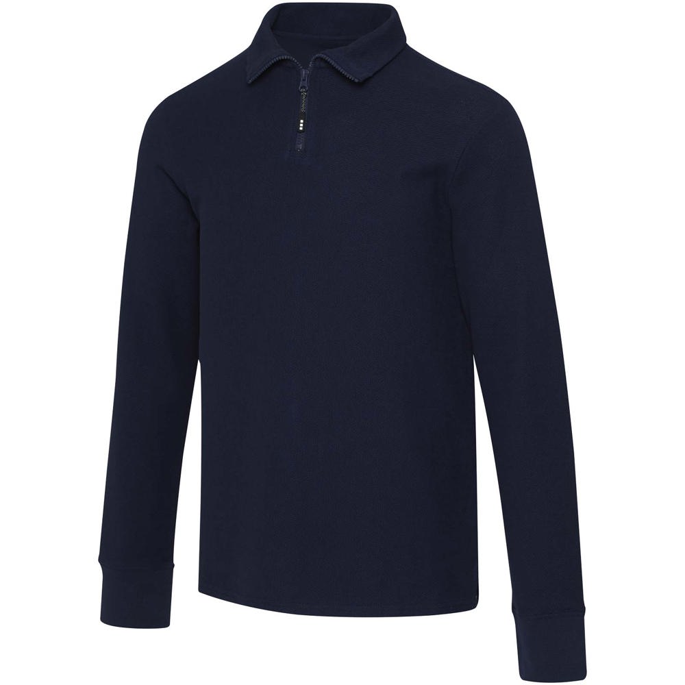 Apollo uniseks half-zip poloshirt met lange mouwen - Marineblauw