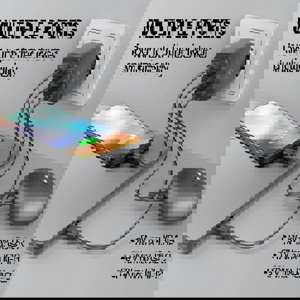 Fresh 'n Rebel 67W Laptop Snellader GaN USB-C &amp; USB-A