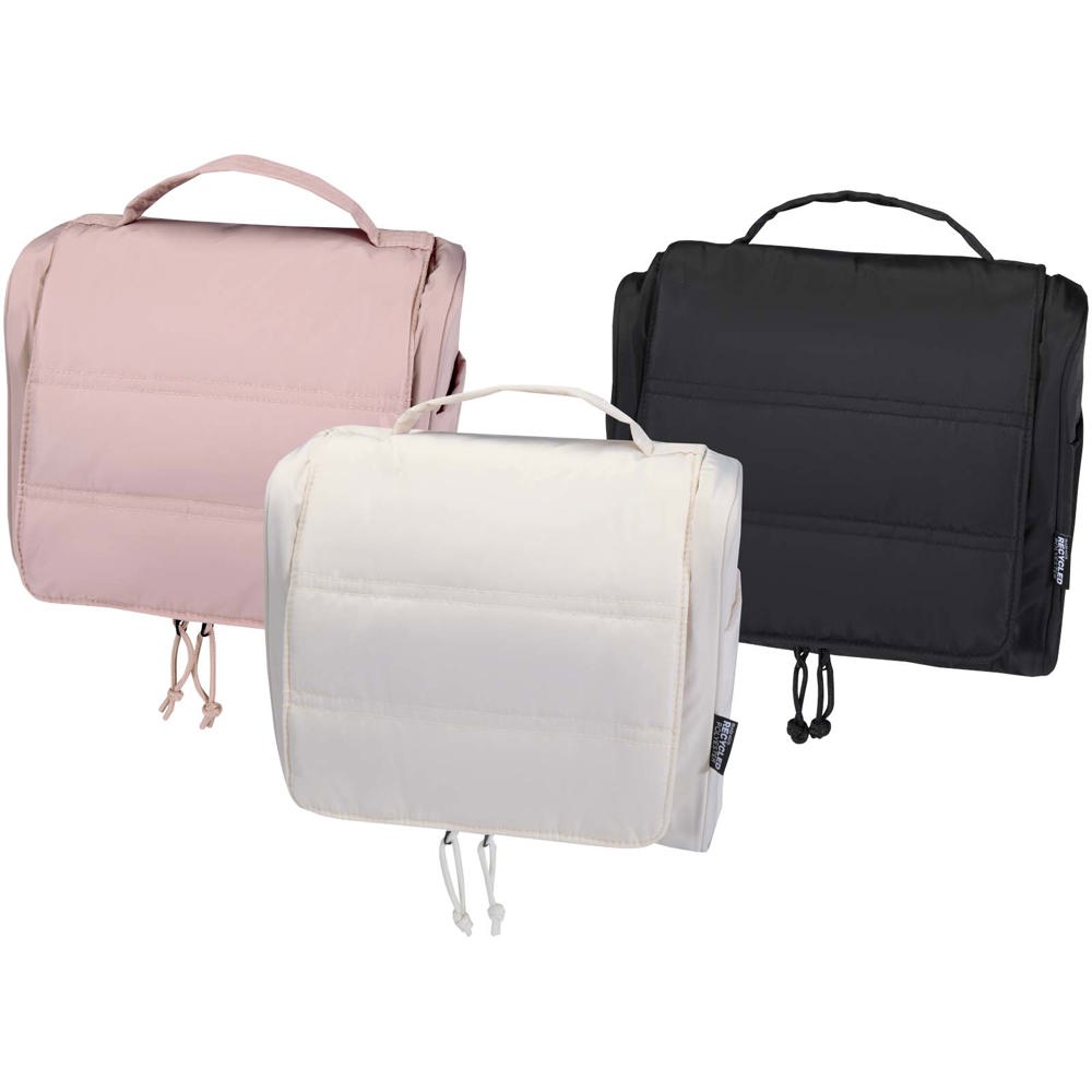 Puffer GRS gerecycleerde ophangbare canvas toilettas 8L
