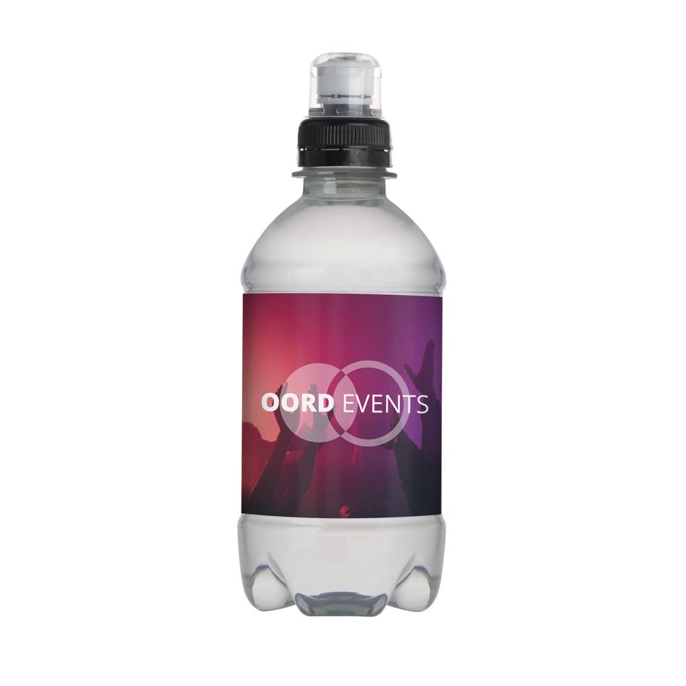 Bronwater 330 ml met sportdop - Zwart
