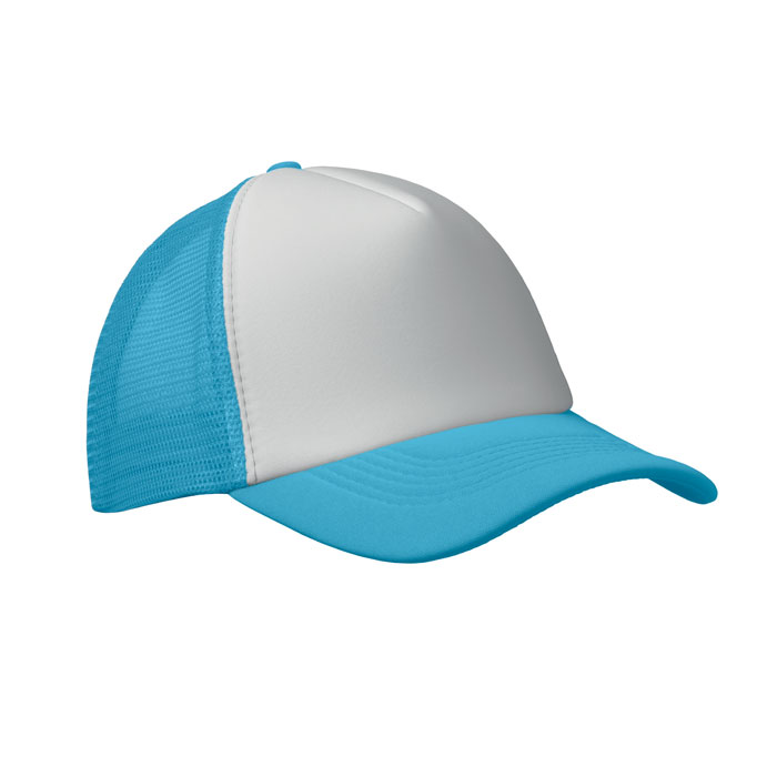 BUBBLE - 5 panelen trucker pet - Wit/Turquoise