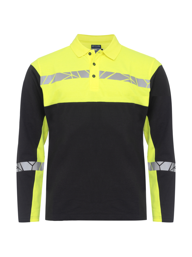 7004 POLO LANGE MOUWEN - zwart/geel