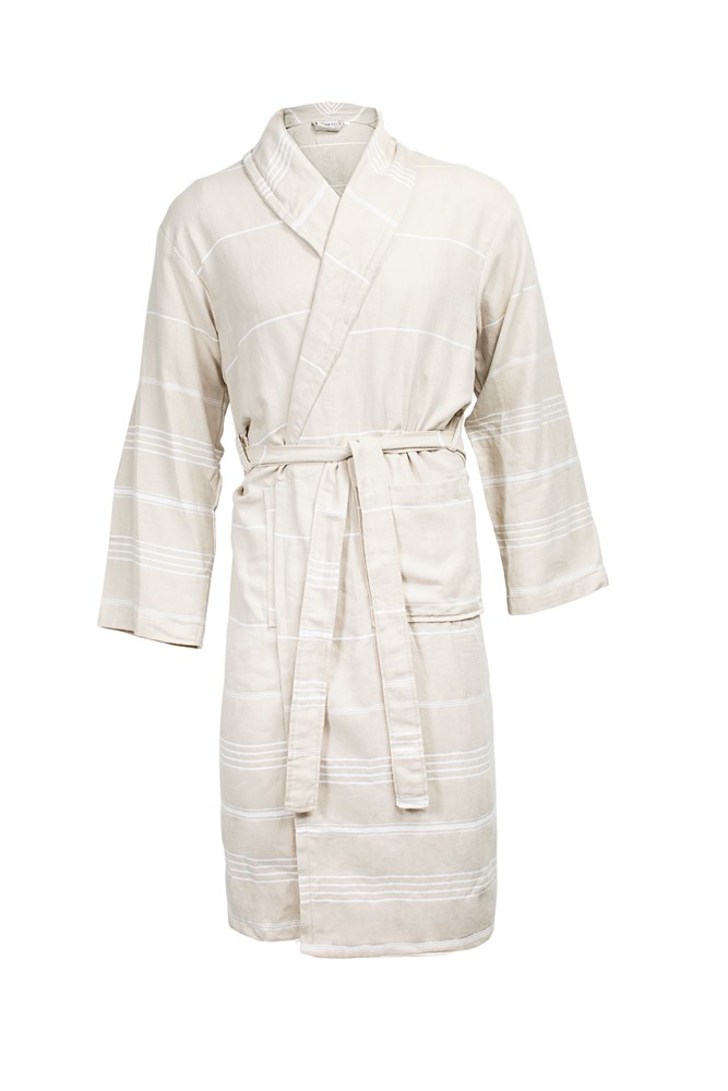 Hamam Bathrobe - Beige/wit
