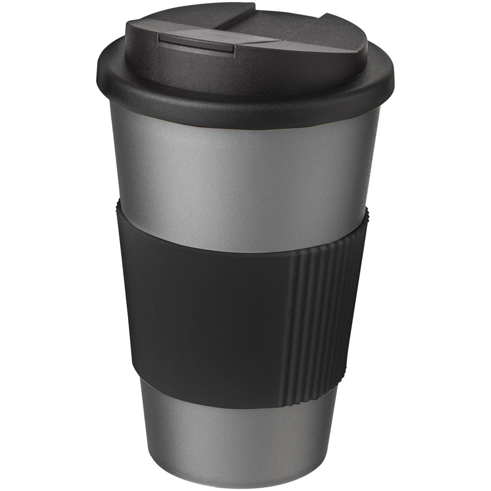 Americano® 350 ml geïsoleerde beker met handvat - Zilver, Zwart