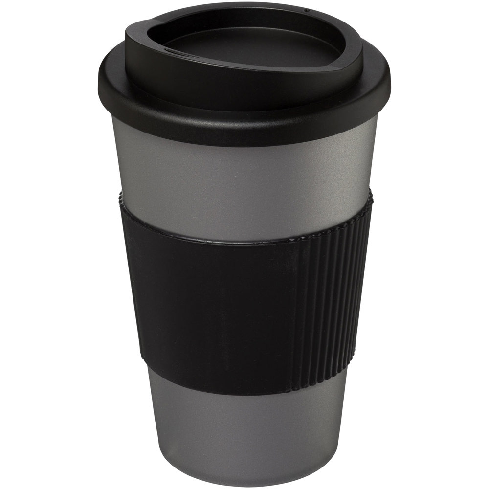 Americano® 350 ml geïsoleerde beker met grip - Zilver, Zwart