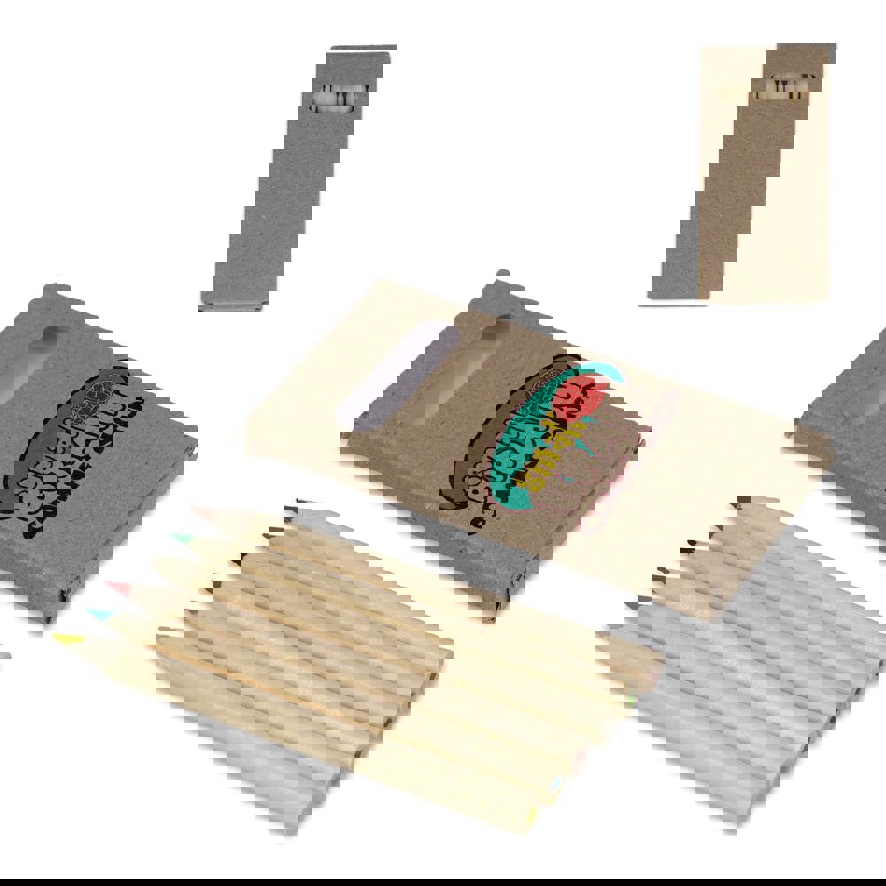 6 kleurpotloden in kraft doosje